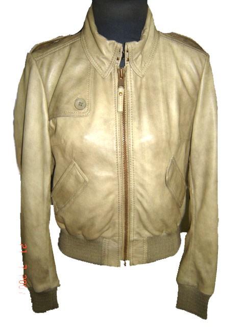 Foto Womens Hot Leather Bomber Jacket - Skin Color
