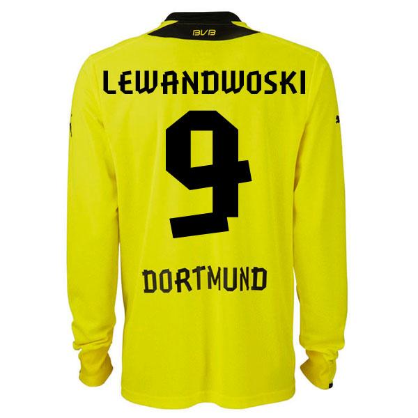 Foto 2013-14 Borussia Dortmund Long Sleeve Home Shirt (Lewandowski 9) foto 839232