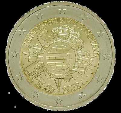 Foto 5 X 2 Euros Conmemorativos Alemania 2012, 10 Años Del Euro, Sin Circular foto 667258