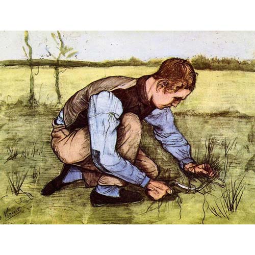 Foto Aceite de reproducci n de la pintura sobre lienzo - Grass Boy corte con una hoz de Van Gogh