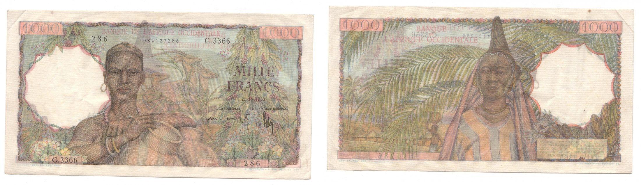 Foto Afrique Occidentale Française 1 000 Francs 22/11/1953 foto 202141