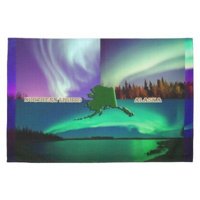 Foto Aurora boreal del collage de Alaska Toalla De Mano foto 107406