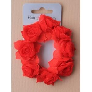 Foto banda para el cabello - capullo de rosa de tela de flores cola de:rojo foto 251565