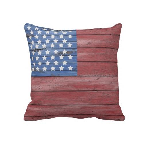 Foto Bandera americana de la pared de madera rústica de Almohada foto 511789
