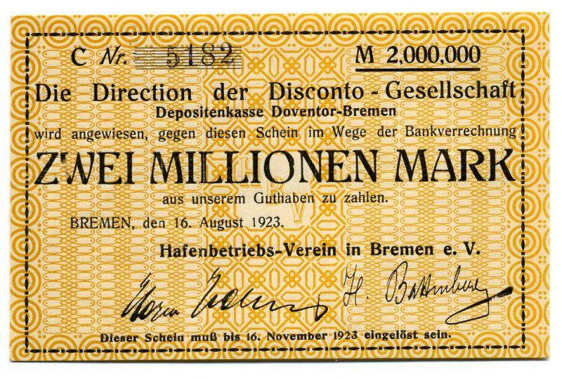 Foto Bremen 2 Millionen Mark 16 8 1923 foto 622200