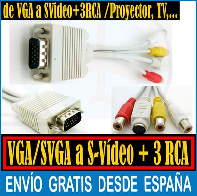 Foto Cable Adaptador Conversor Vga S-video 3 Rca Para Proyector Y Tv Analogica 2259r foto 39409