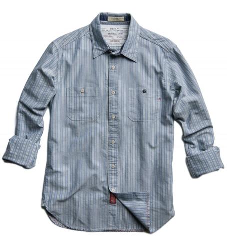 Foto Camisa oxford con rayas color azul, 100% algodón. foto 613904