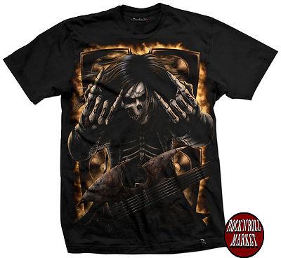 Foto Camiseta Chico Darkside Clothing Rockstar Calavera Guitarra Heavy Death Metal foto 512098