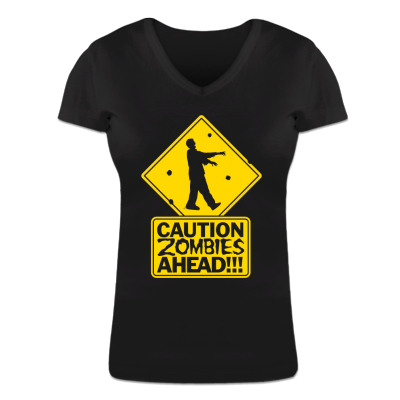 Foto Caution Zombies Ahead Camiseta cuello en V de mujer foto 874806
