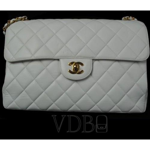 Foto Chanel White Leather Classic Vintage Flap Bag Maxi foto 311509