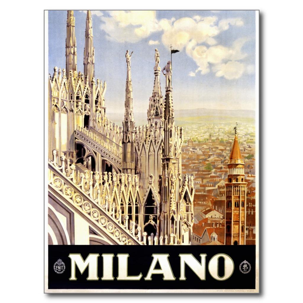 Foto Ciudad del poster italiano 1920 del viaje de Milan Tarjetas Postales foto 926688