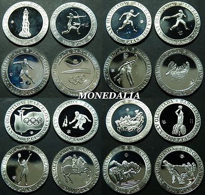 Foto Coleccion 16 Monedas De 2000 Pesetas - Olimpiadas Plata - Spain Coins Silver foto 207365