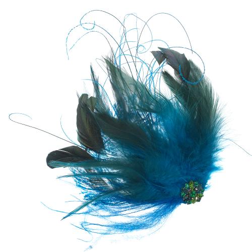 Foto Deanna DiBene Turquoise Feather Fascinator, Blue