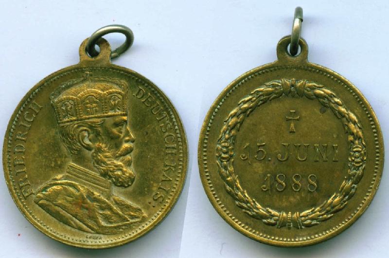 Foto Deutschland Medaillen Tragbare Messingmedaille 1888
