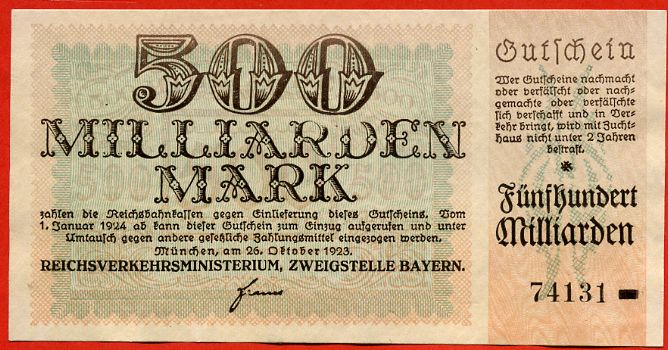 Foto Deutschland/Bayern 500 Milliarden Mark 26 10 1923 foto 763638