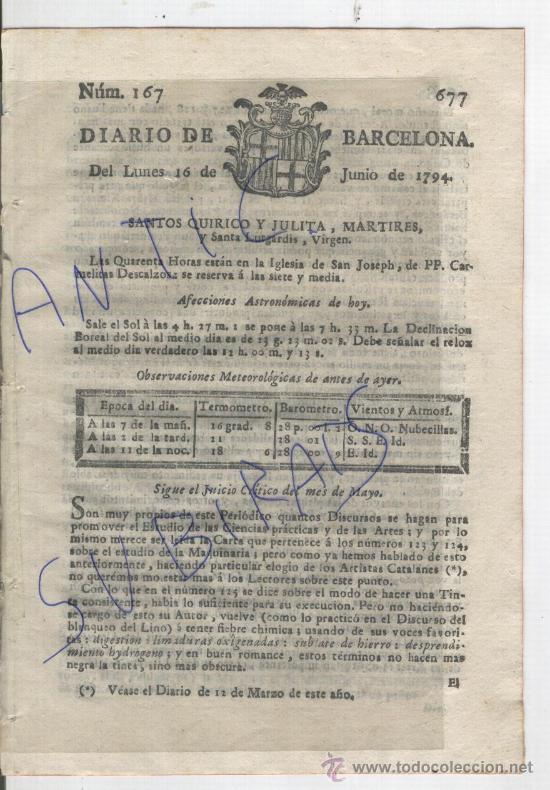 Foto diario de barcelonaaño 1794buffa primera noticia sobre opera e foto 112323