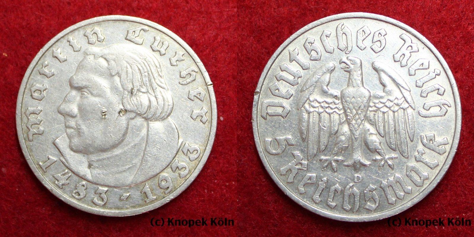Foto Drittes Reich 5 Reichsmark Rm 1933 D foto 487312