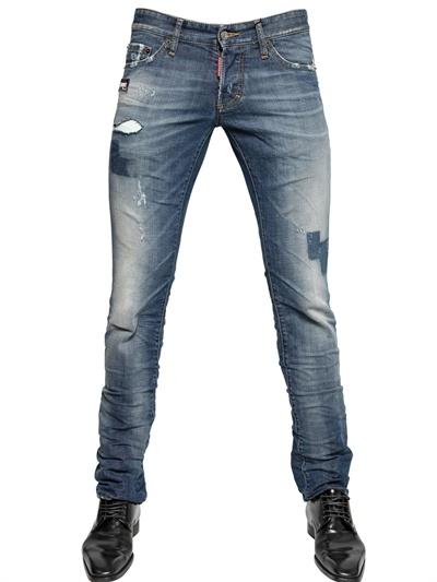Foto dsquared jeans de denim slim fit de parches shadow 18.5cm foto 800195