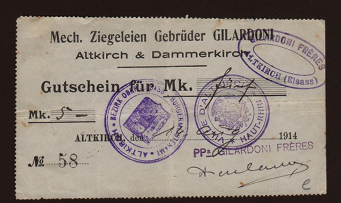 Foto Elsaß,Altkirch 5 Mark U 14 Aug 1914 foto 689719