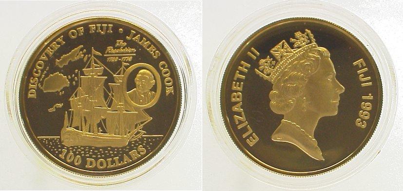 Foto Fidschi Inseln 100 Dollars Gold 1993 foto 816182
