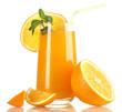 Foto FotoMural Glass of orange juice with mint and orange isolated on white foto 196354