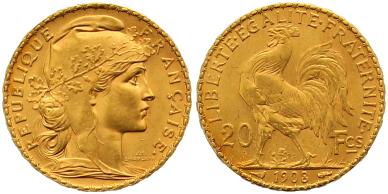 Foto Frankreich 20 Francs Gold 1908 A foto 224417
