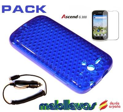 Foto Funda Huawei Ascend G300 U8815 U8818  + Protector + Cargador Coche / Gel Azul foto 925580