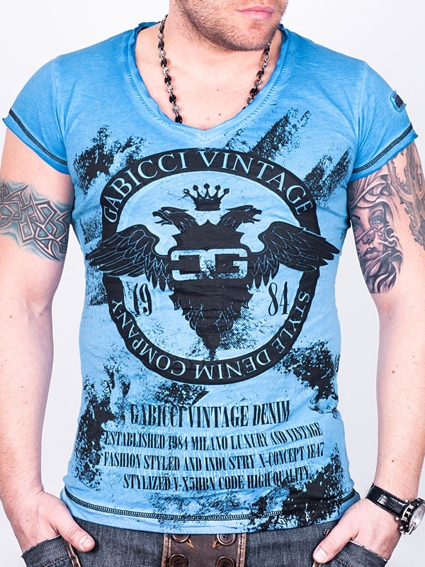 Foto Gabicci Escote en V Camiseta – Azul - L foto 310700