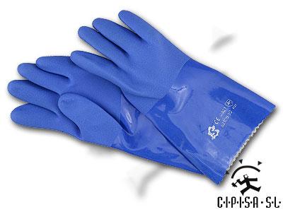 Foto Guante de PVC azul con soporte de algodón sin costuras, largo de 30 cm foto 393699