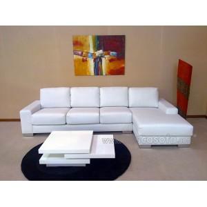 Foto HELEN EXT. sofá 3,5pl y chaiselong izdo en piel flor espesorada blanca