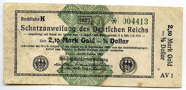 Foto Inflation / Berlin 2,10 Goldmark 1923 foto 107795