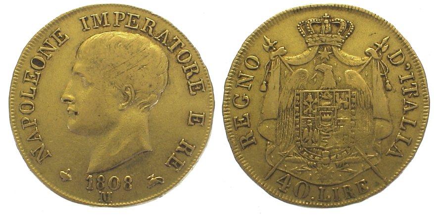 Foto Italien-Königreich (unter Napoleon) 40 Lire Gold 1808 M foto 162276
