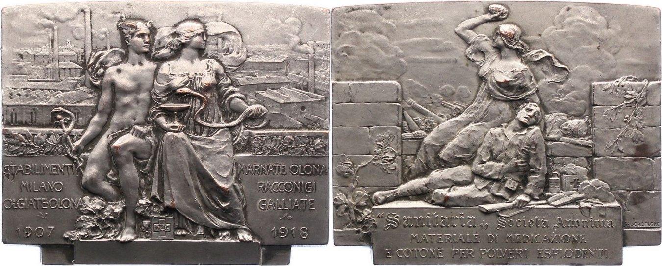 Foto Italien-Mailand Versilberte Bronzeplakette 1918 foto 533492