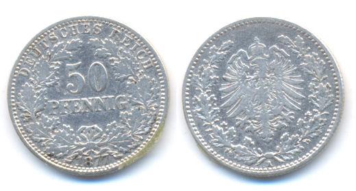 Foto Kaiserreich: Kleinmünzen 50 Pfennig 1877 A foto 368602