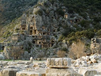 Foto Lámina fotográfica Greco-Roman Carved Tombs, Myra, Anatolia, Turkey, Eurasia de Ethel Davies, 61x46 in. foto 719624