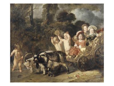 Foto Lámina giclée Enfants nobles (famille Trip?) dans un char trainé par des chèvres (dit autrefois : les enfants de de Ferdinand Bol, 61x46 in. foto 810173