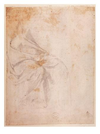 Foto Lámina giclée Study of Drapery (Black Chalk on Paper) C.1516 (Verso) (For Recto See 191775) de Michelangelo Buonarroti, 61x46 in. foto 867700