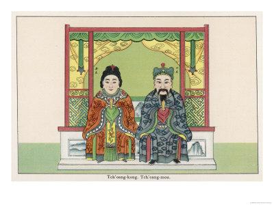 Foto Lámina giclée Tch'Oang-Kong and Tch'Oang-Mou the Female and Male Spirits of the Bedchamber and Especially the Bed, 61x46 in. foto 870974