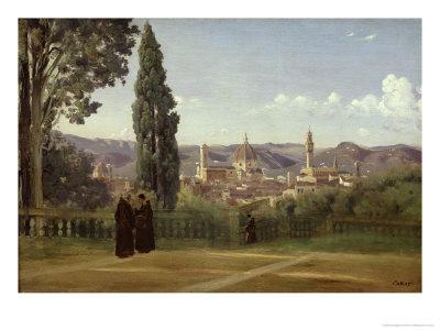 Foto Lámina giclée View of Florence from the Boboli Gardens, c.1834-36 de Jean-Baptiste-Camille Corot, 61x46 in. foto 884629