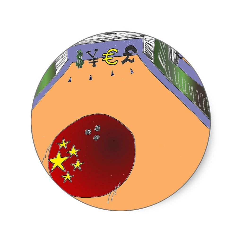 Foto La bola china roja rueda hacia USD, JPY, EUR, GBP Pegatina foto 940605