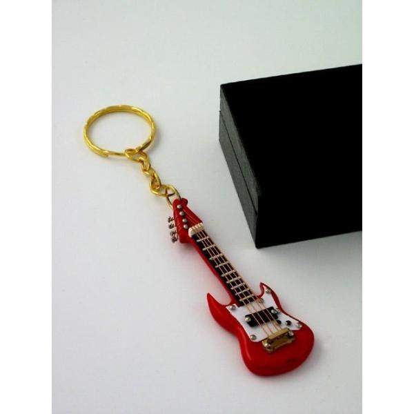 Foto Llavero miniatura guitarra eléctrica roja.