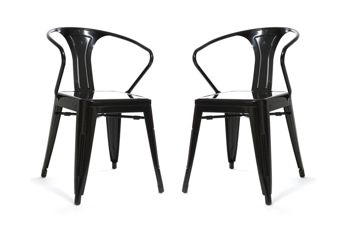 Foto Lote de 2 sillas de diseño industrial negras FACTORY foto 936839