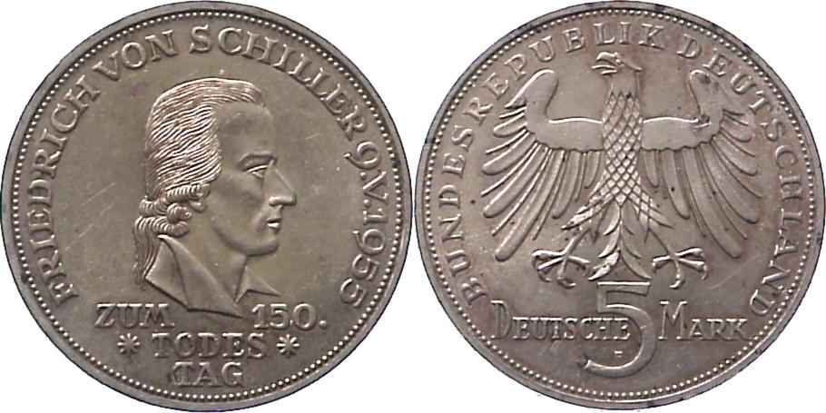 Foto Münzen der Bundesrepublik Deutschland 5 Mark 1955 F foto 157585