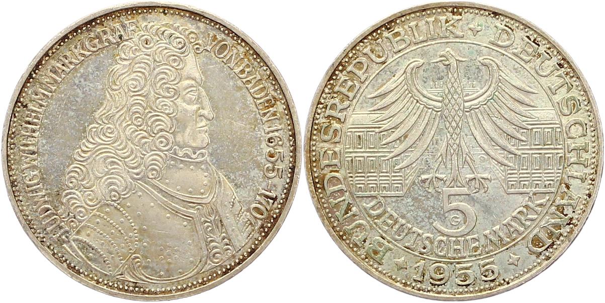 Foto Münzen der Bundesrepublik Deutschland 5 Mark 1955 G foto 552450