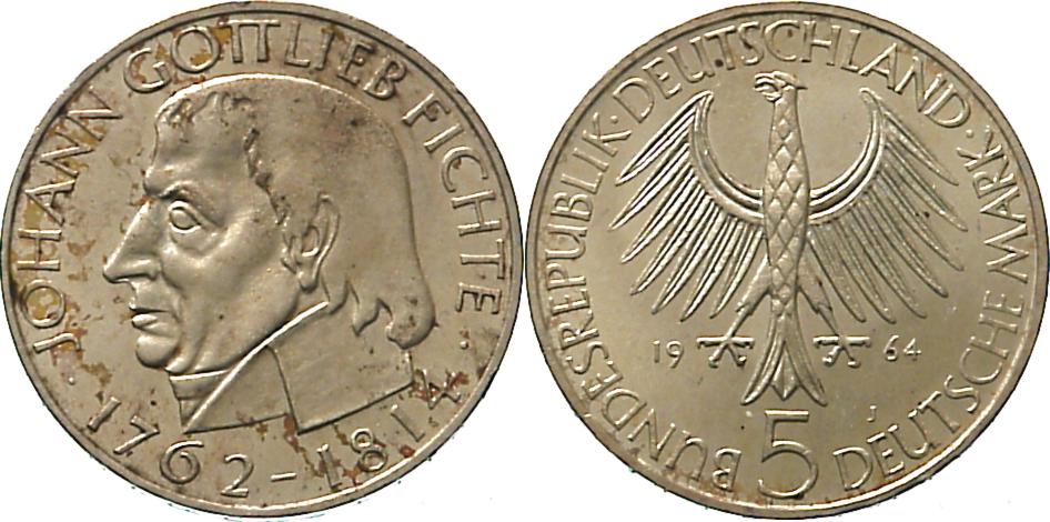 Foto Münzen der Bundesrepublik Deutschland 5 Mark 1964 J foto 157575