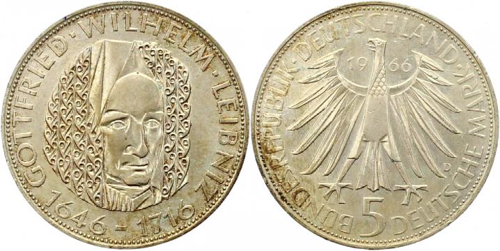 Foto Münzen der Bundesrepublik Deutschland 5 Mark 1966 D foto 157584