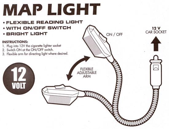 Foto Mapa 12V lmpara de lectura de luz interior del brazo metlico flexible foto 536396