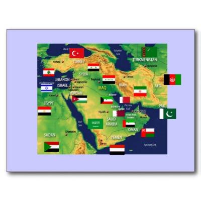 Foto Mapa de Oriente Medio Tarjeta Postal foto 344735