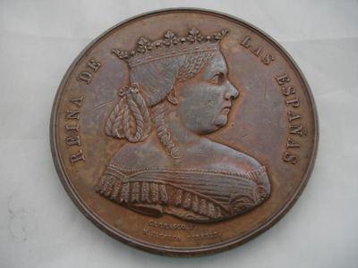 Foto Medalla Bronce. Isabel Ii. Cesión Patrimonio Real. Año 1865. Atanasio Carrasco foto 378003