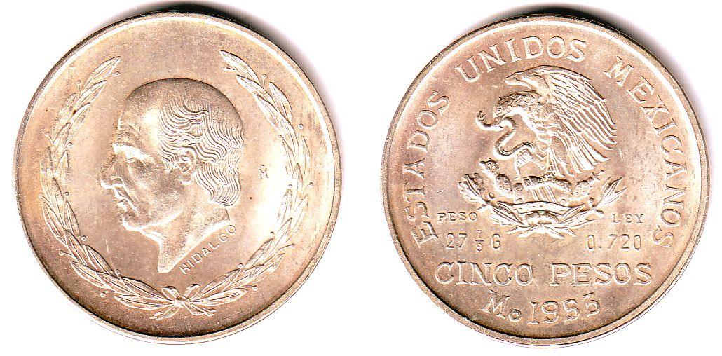 Foto Mexiko 5 Pesos 1953 foto 440468